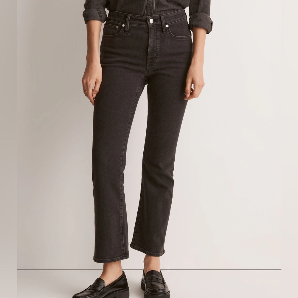 Madewell Kick Out Crop Jeans Black Starkey Wash Size 32